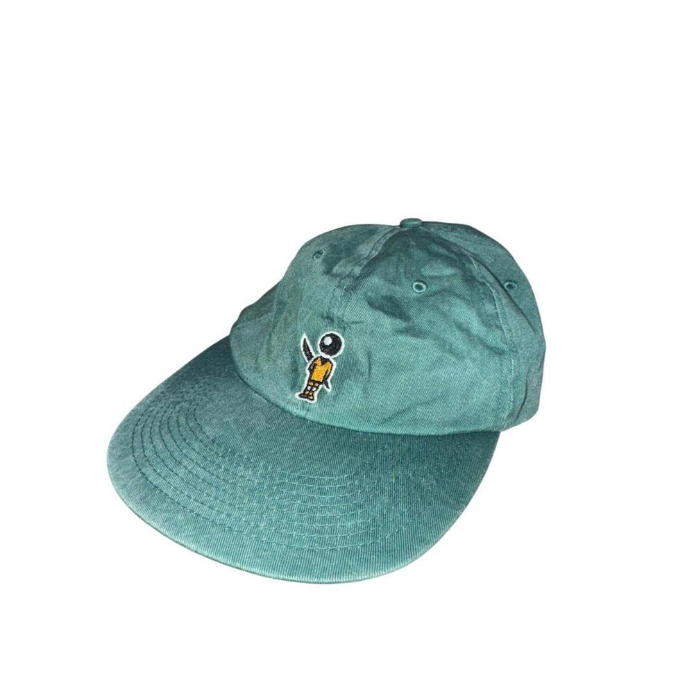 Vintage 90s Bic Pen Adjustable Strapback Baseball Cap Green Faded Rare Y2K